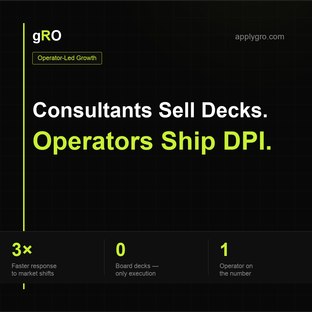 Consultants Sell Decks. Operators Ship DPI.